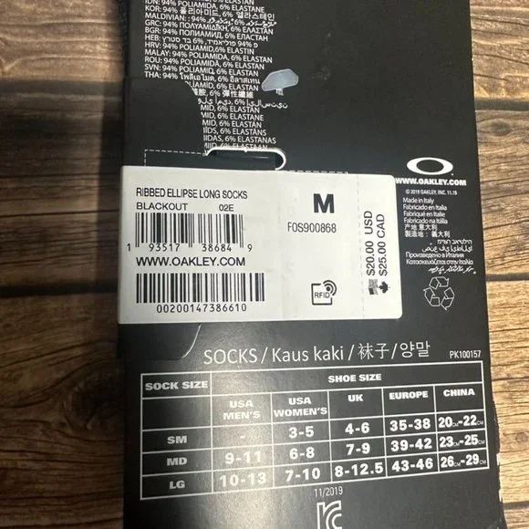 Oakley Ribbed Ellipse Long Socks NWT Size Medium (Black) *Unopened* Unisex - Picture 7 of 8